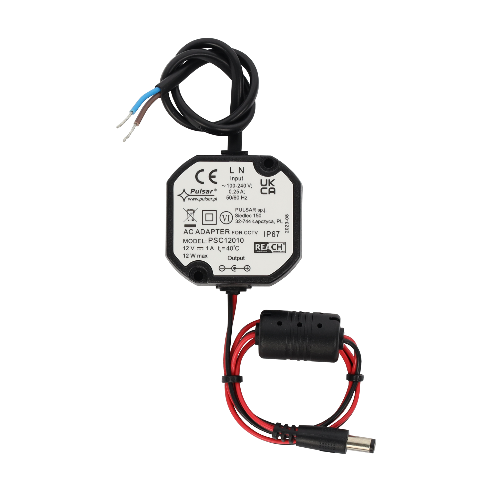 Plento Shop - PSD12050 Strømforsyning Desktop 12V/1A med faste kabler